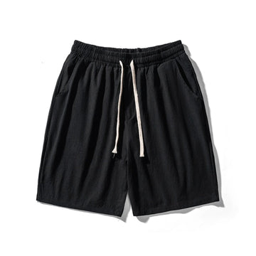 Wiaofellas Cotton Line Shorts Men Summer Beach Casual Shorts Baggy Basic Pockets Shorts Men's Clothing